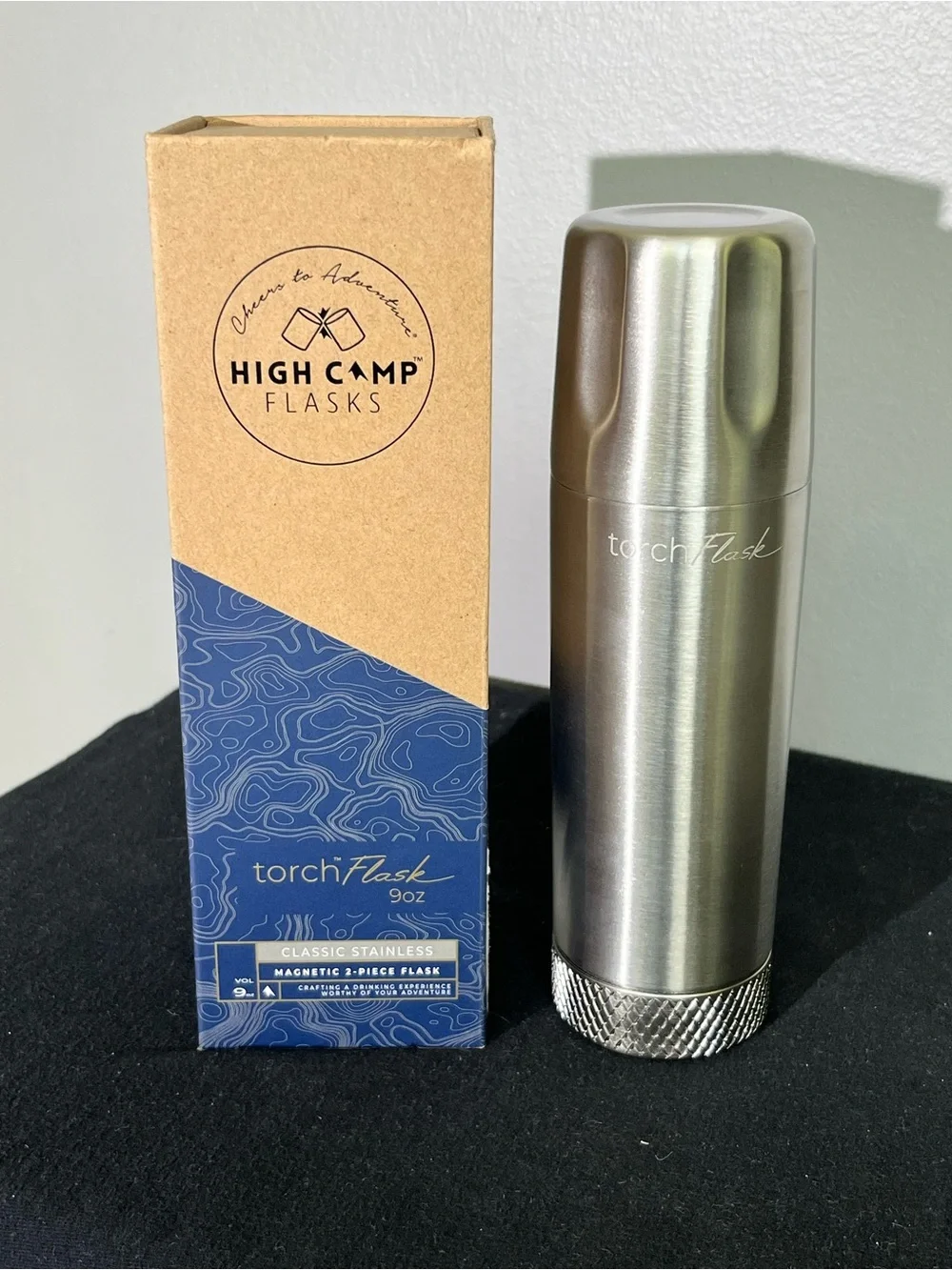 High Camp Torch Flask 9oz Stainless NWT Insulated Stainless Steel Travel Flask